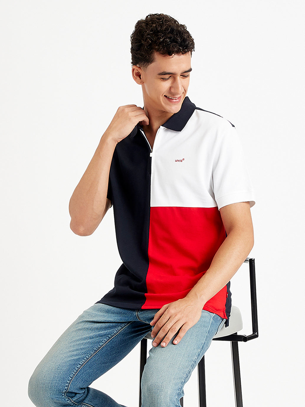 Men's Colorblock Slim Fit Polo T-Shirt