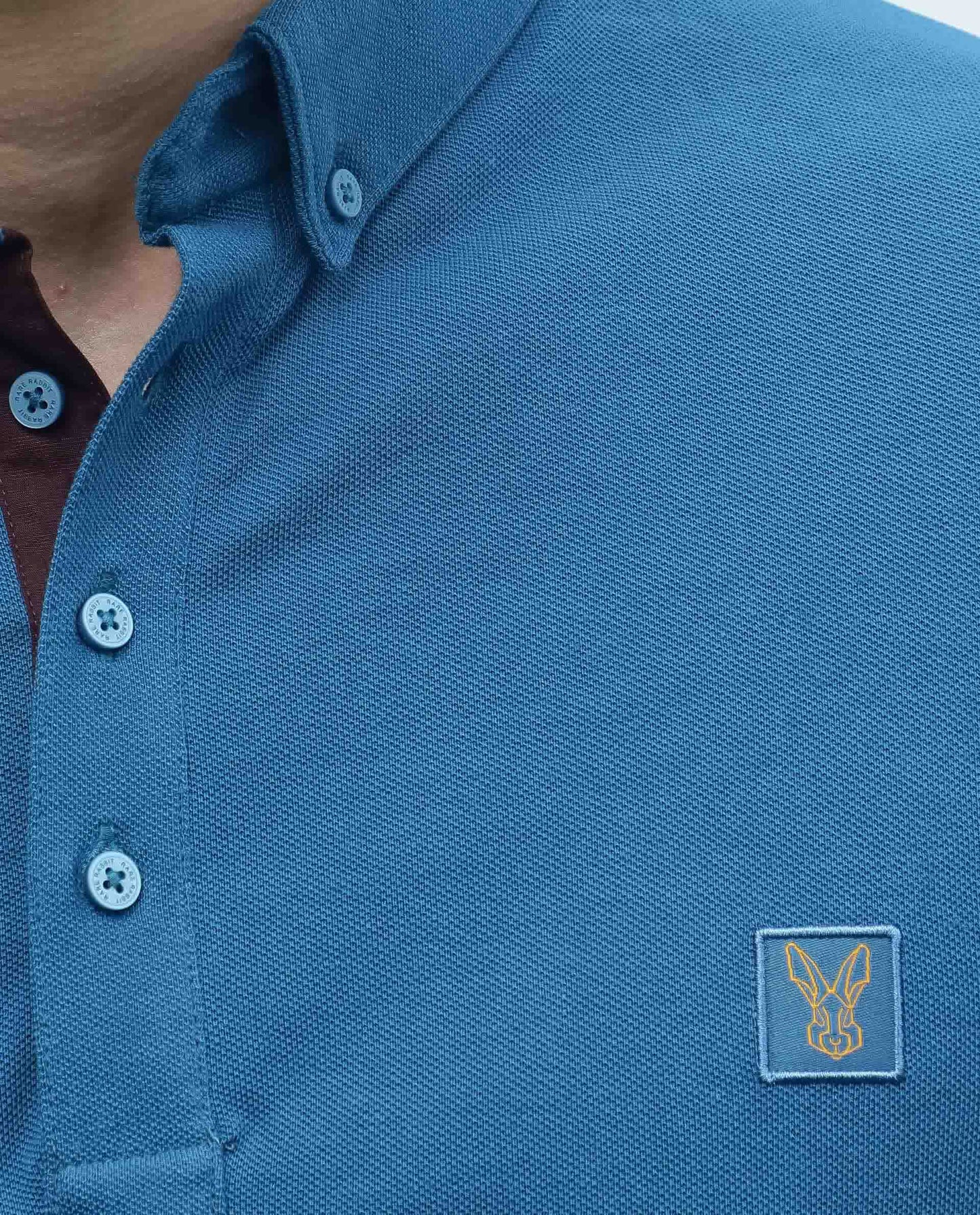 RARE RABBIT MENS CASSINI-3 PETROL POLO COTTON FABRIC SLIM FIT COLLAR COLLAR Short Sleeve