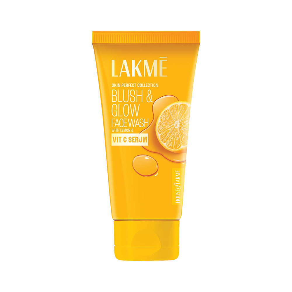 Lakmē Blush & Glow Brightening Lemon Facewash, with Vitamin C Serum, 100gm