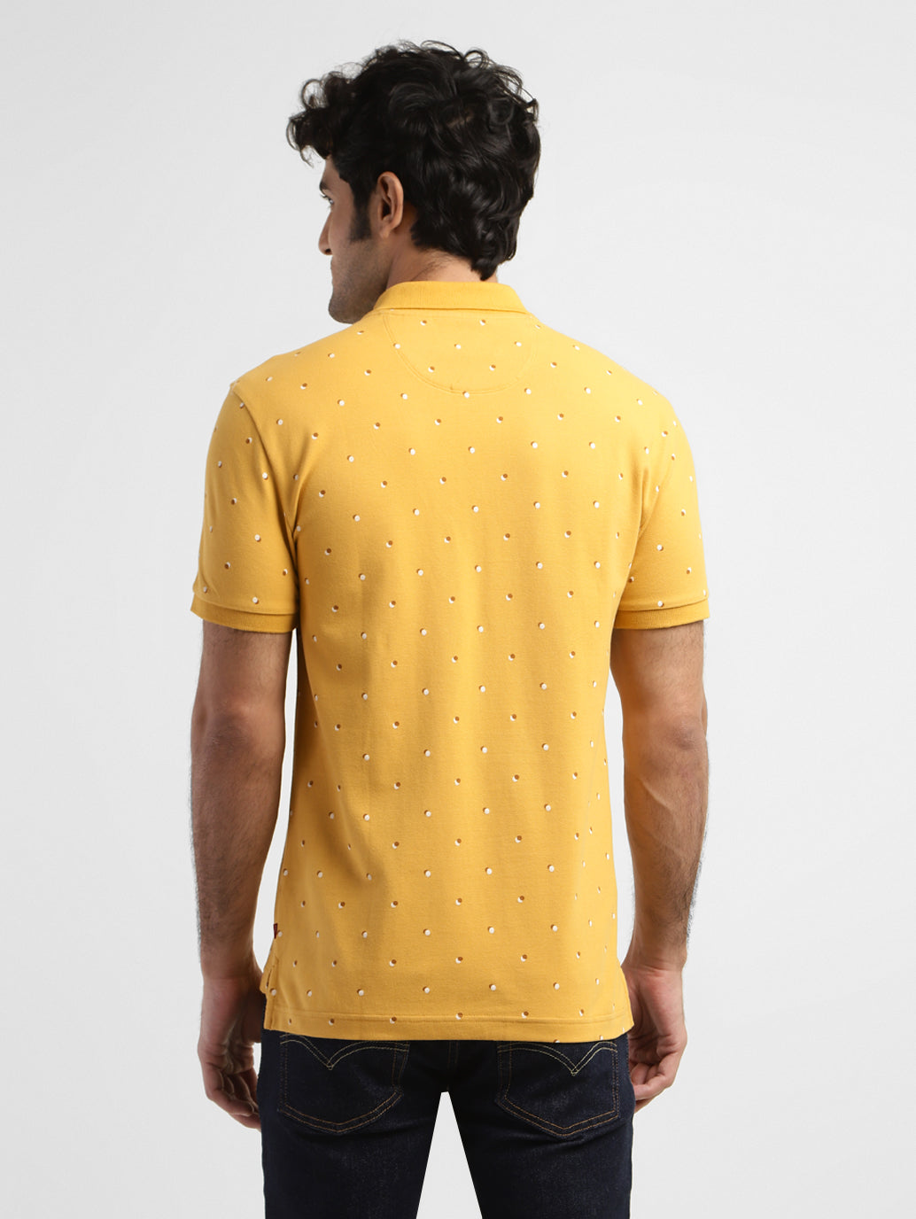 Men's Geometric Print Polo T-shirt Yellow