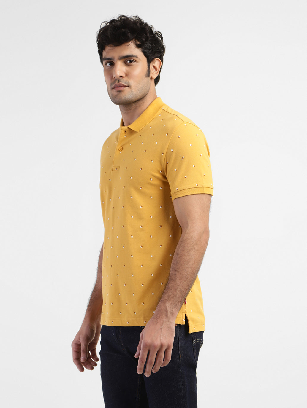Men's Geometric Print Polo T-shirt Yellow