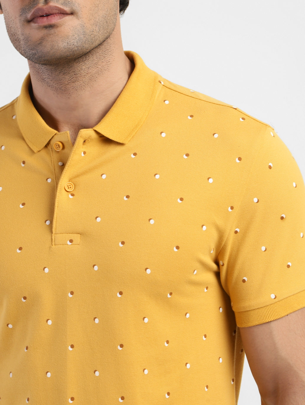 Men's Geometric Print Polo T-shirt Yellow