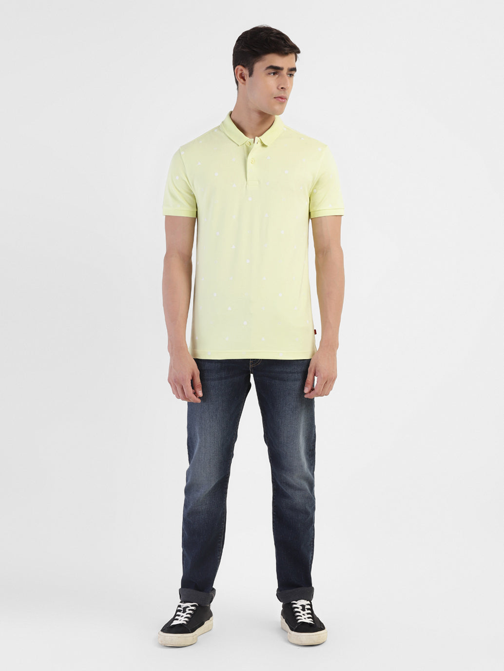 Men's Geometric Print Polo T-shirt Yellow