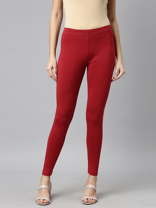 Cherry Cotton Stretch Ankle Length Leggings-Tall