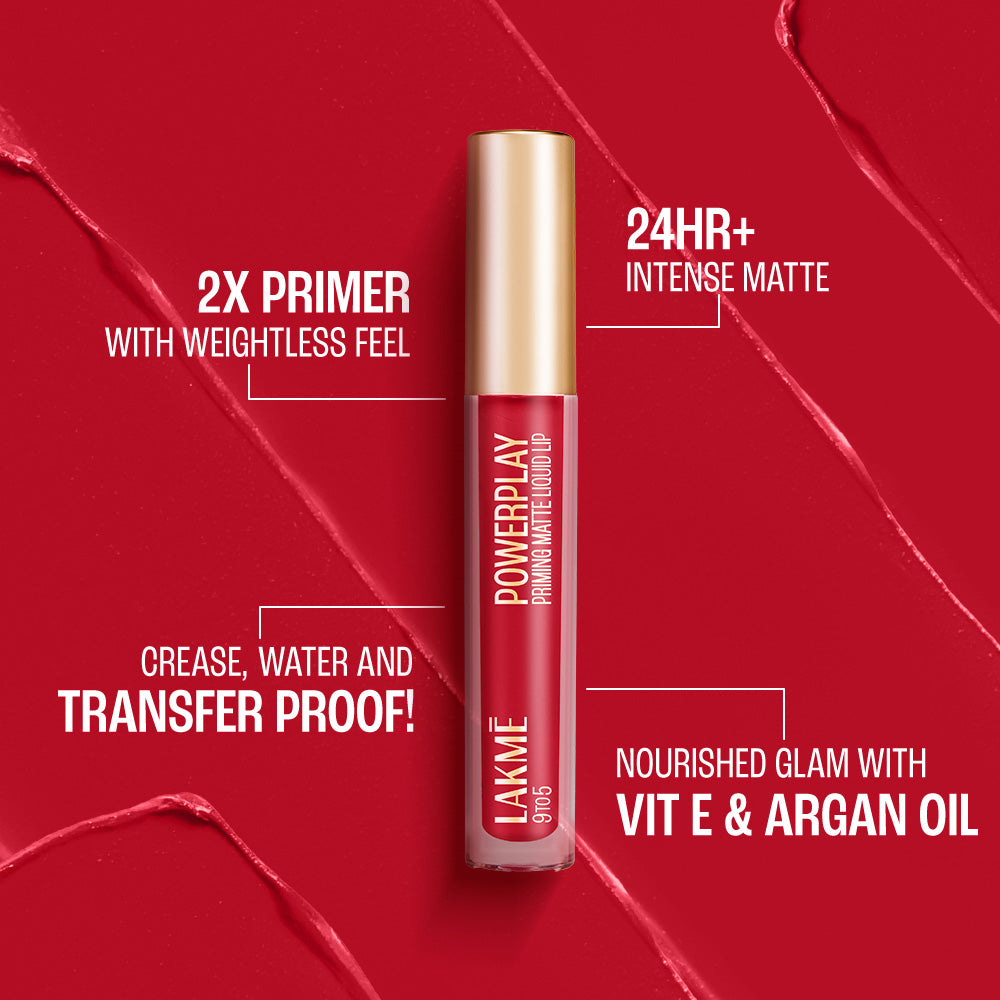 Lakmē 9to5 Powerplay Priming Matte Liquid Lip