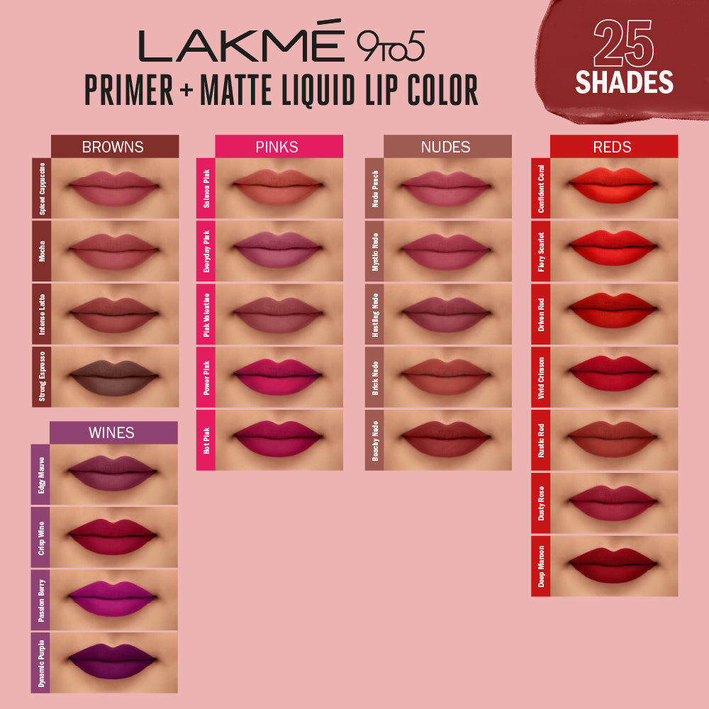 Lakmē 9to5 Powerplay Priming Matte Liquid Lip