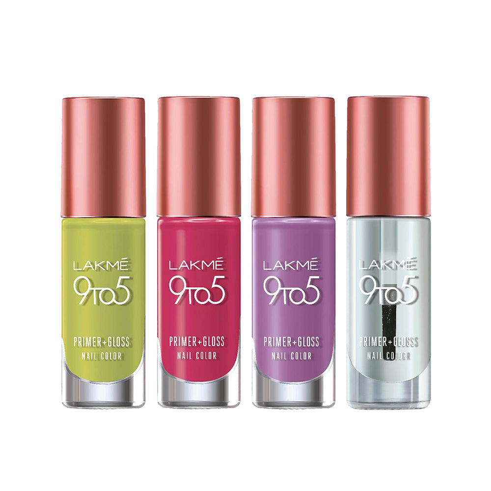 Lakme's Haute Nails Selection (Set of 4 Lakme 9to5 Primer+Gloss Nail Paints)