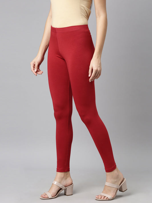 Cherry Cotton Stretch Ankle Length Leggings-Tall