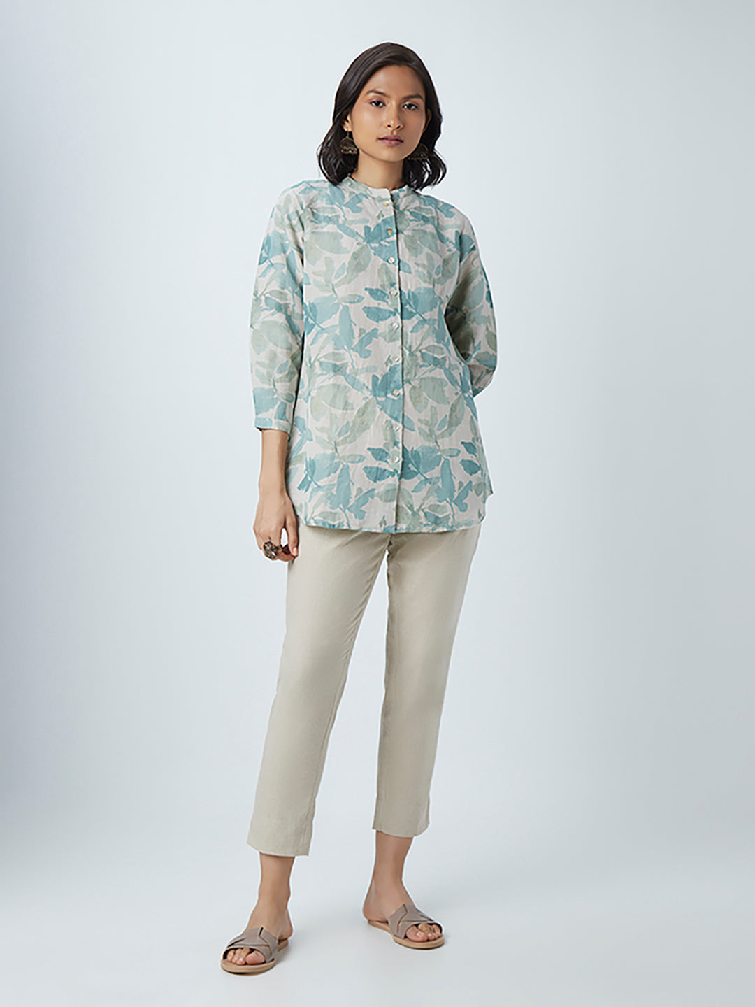 Zuba Beige Cotton-Blend Ethnic Pants