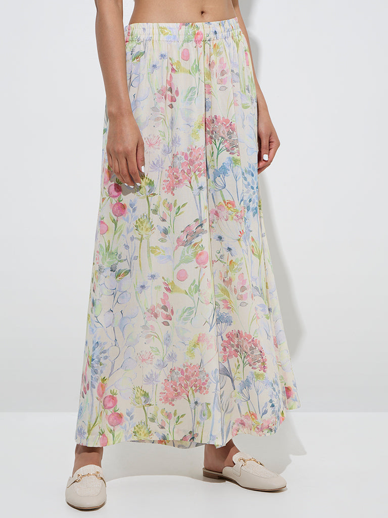 Zuba Multicolour Floral Printed Palazzos