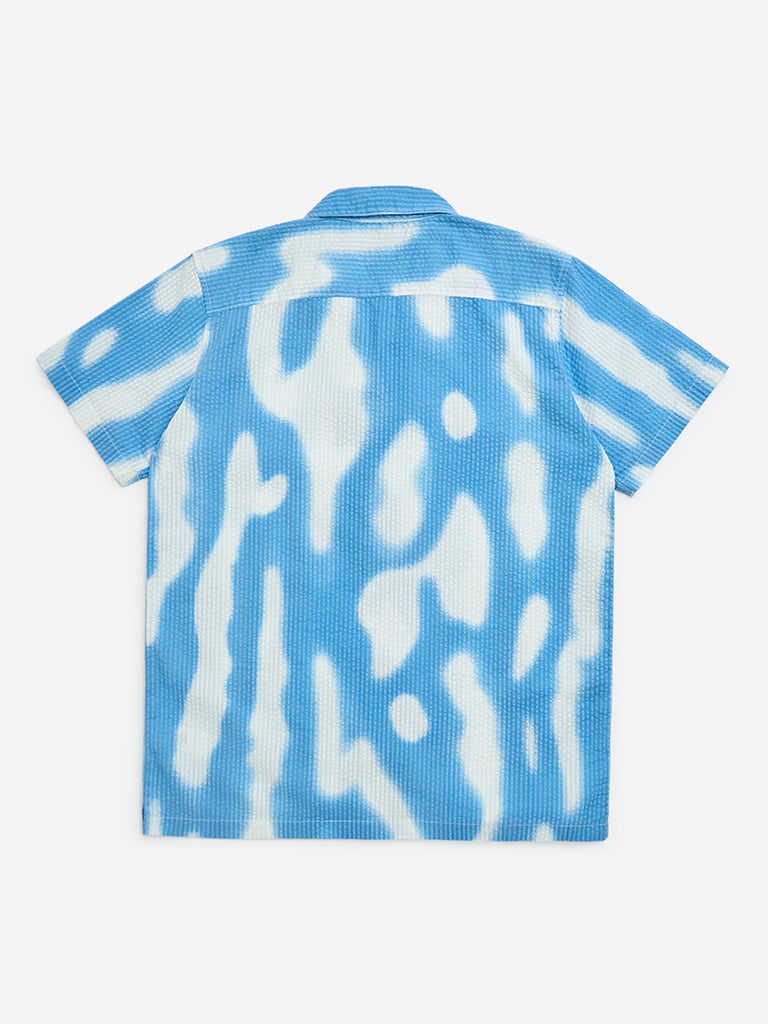 Y&F Kids Blue Abstract Design Cotton Shirt