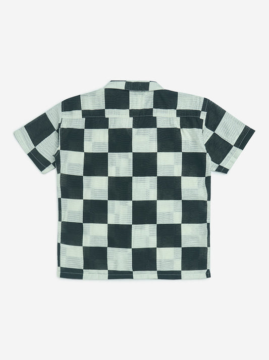 Y&F Kids Black Checkered Resort-Fit Shirt