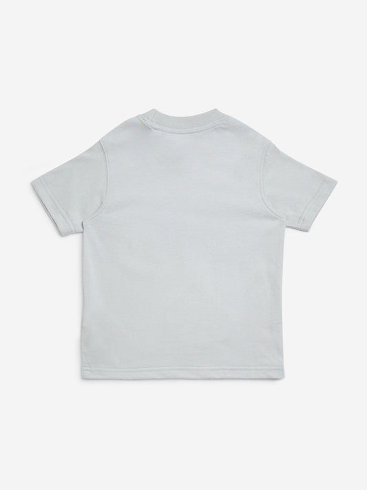 HOP Kids Grey Printed Cotton T-Shirt