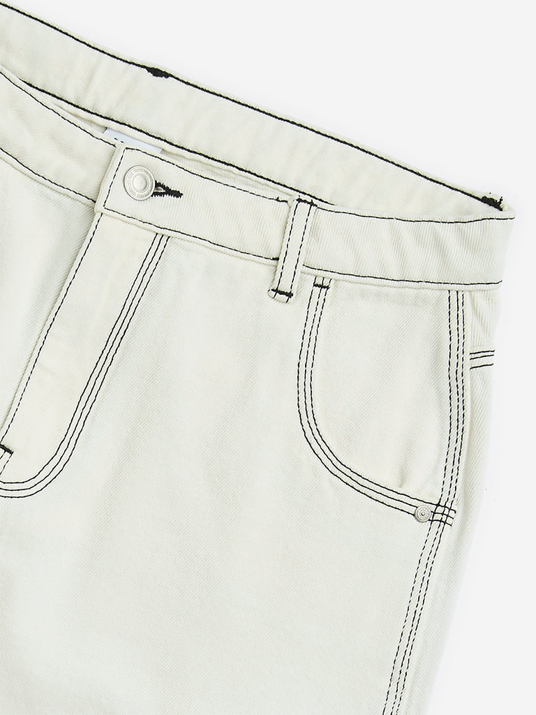 Y&F Kids White Mid-Rise Denim Shorts