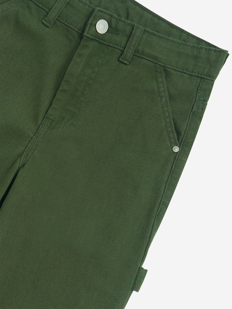 Y&F Kids Olive Straight-Fit Mid-Rise Jeans