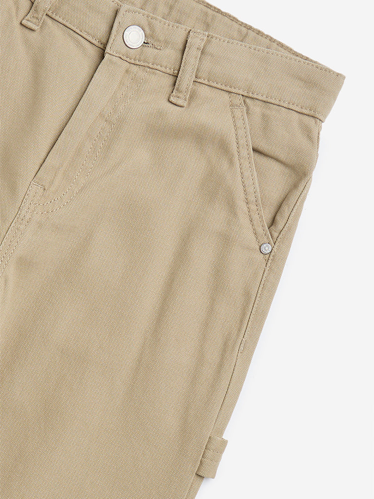 Y&F Kids Beige Straight-Fit Mid-Rise Jeans