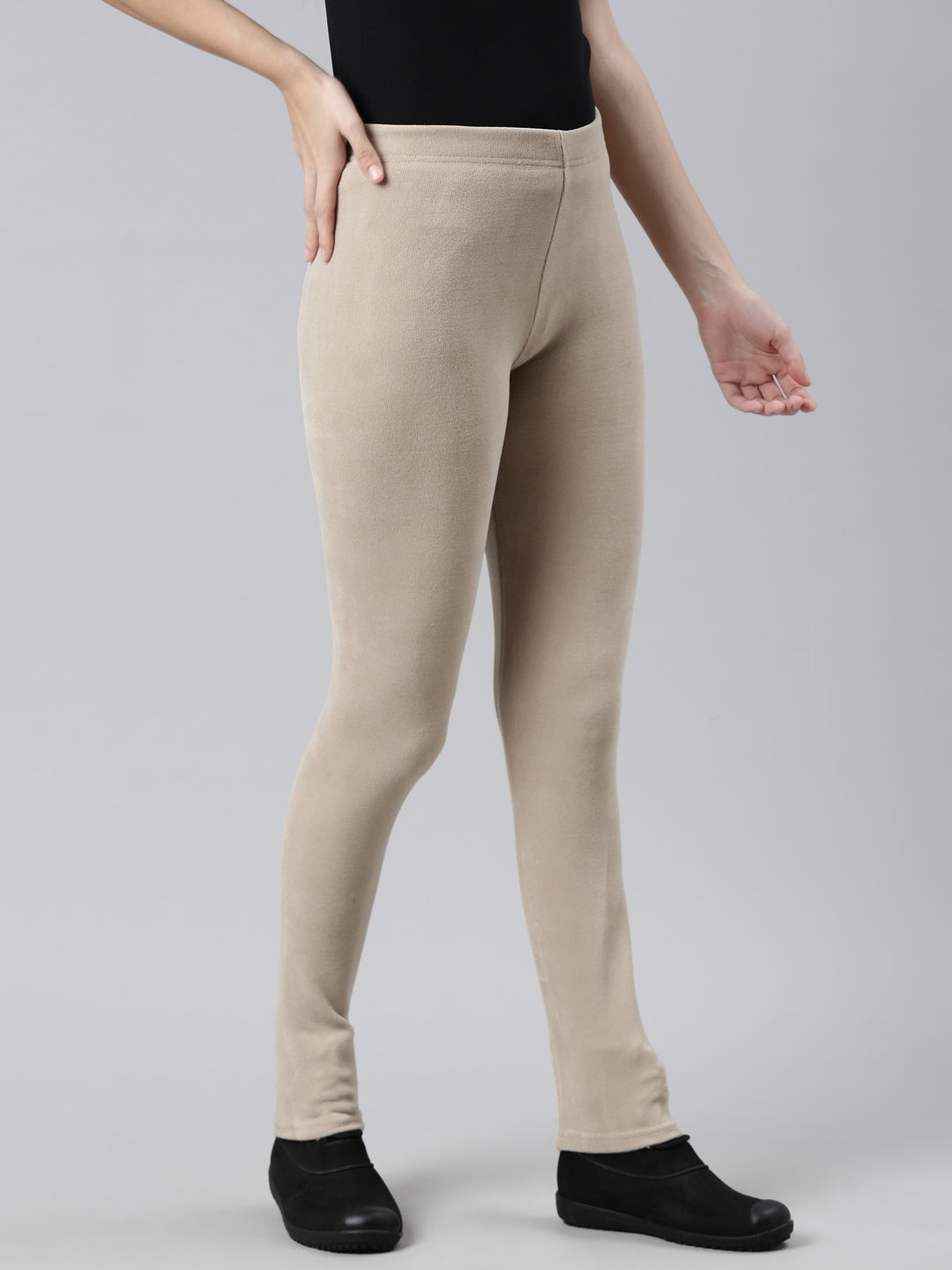 Beige Velour Ultra Warm Leggings