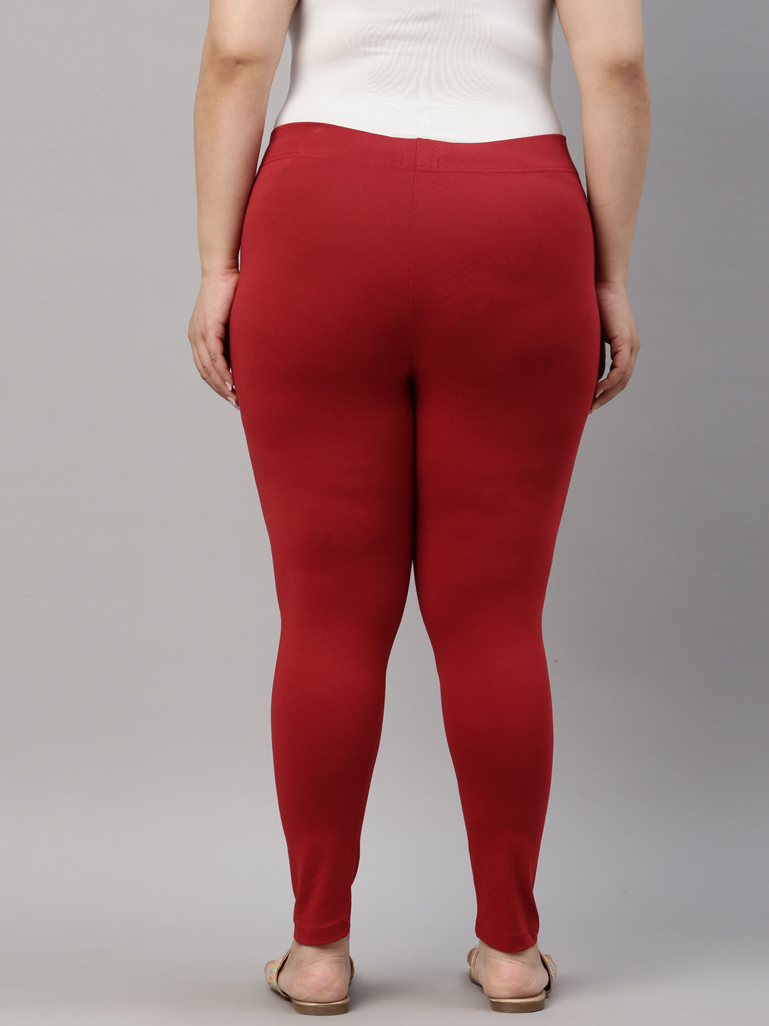 Cherry Cotton Stretch Ankle Length Leggings-Tall
