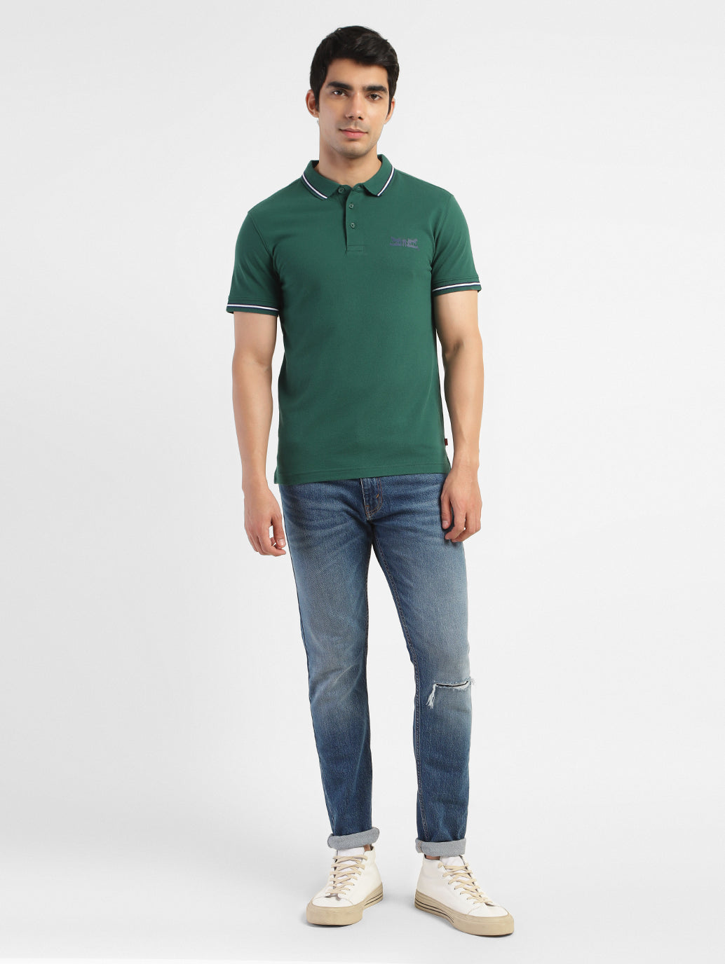 Men's Solid Polo T-shirt Green