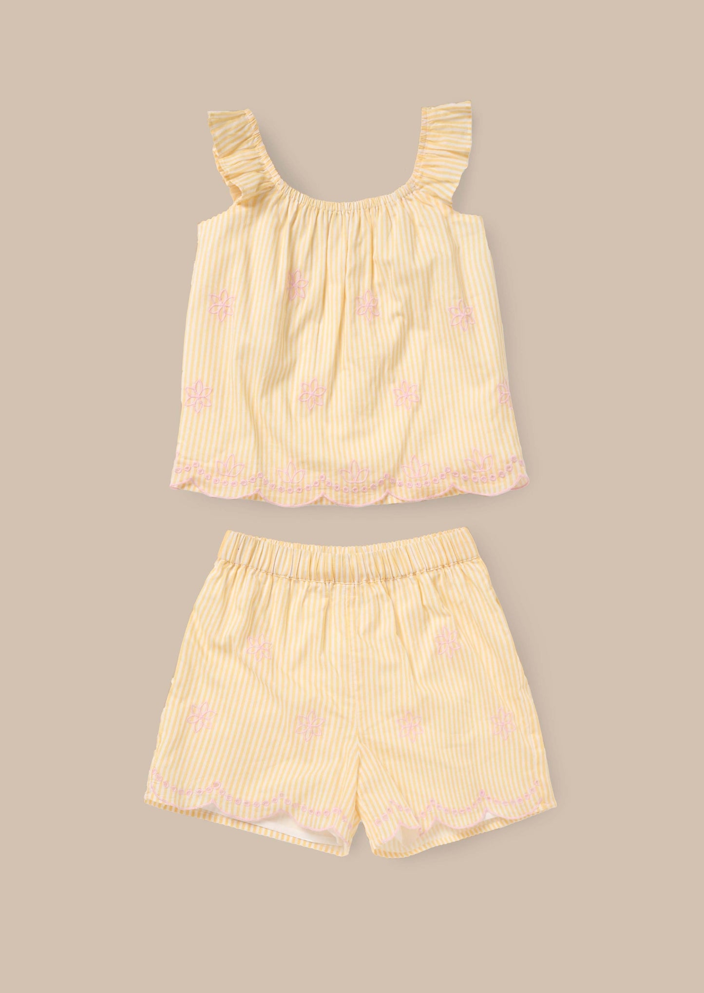 Alba Yellow Broderie PJ Set Yellow