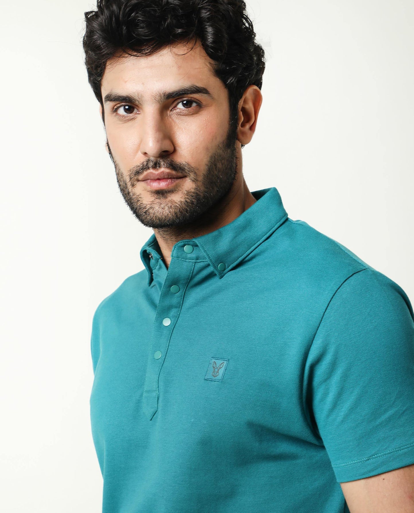 Rare Rabbit Men's Casso Green Cotton Fabric Collared Neck Half Sleeve Polo T-Shirt