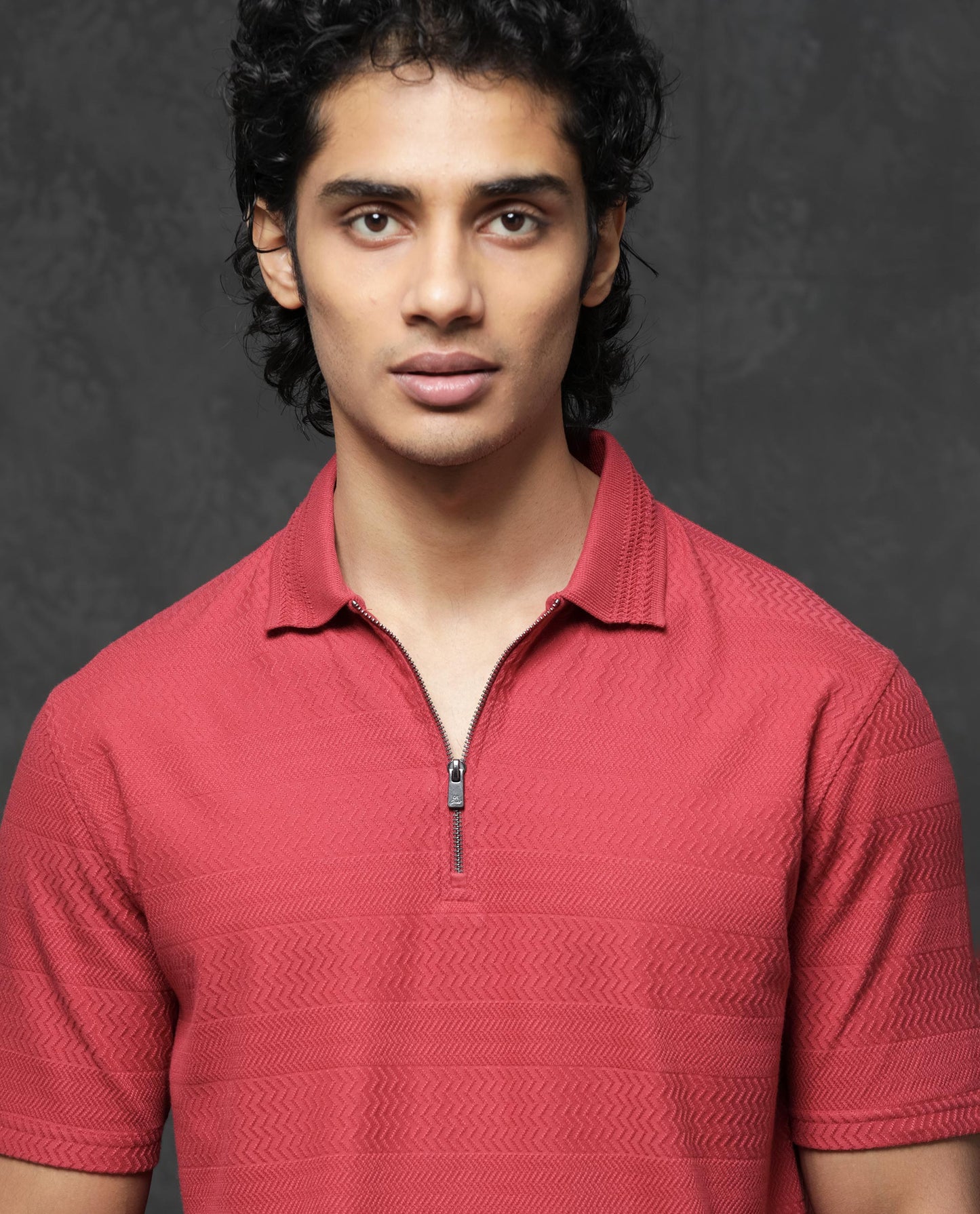 Rare Rabbit Mens Clion Red Short Sleeve Jacquard Polo T-Shirt