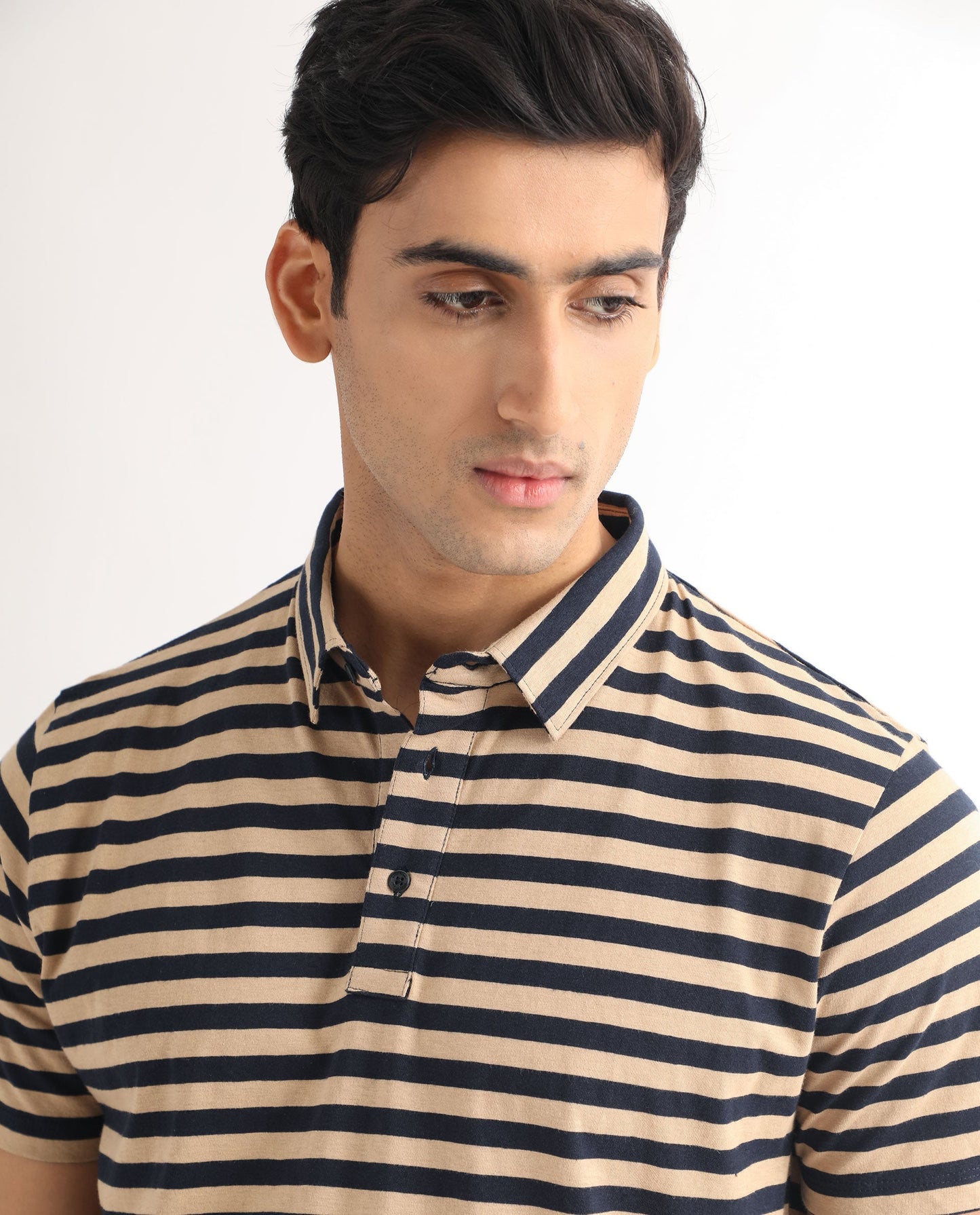 RARE RABBIT MEN'S CROSSINGS NAVY POLO SHORT SLEEVES COTTON FABRIC SOLID PRINT