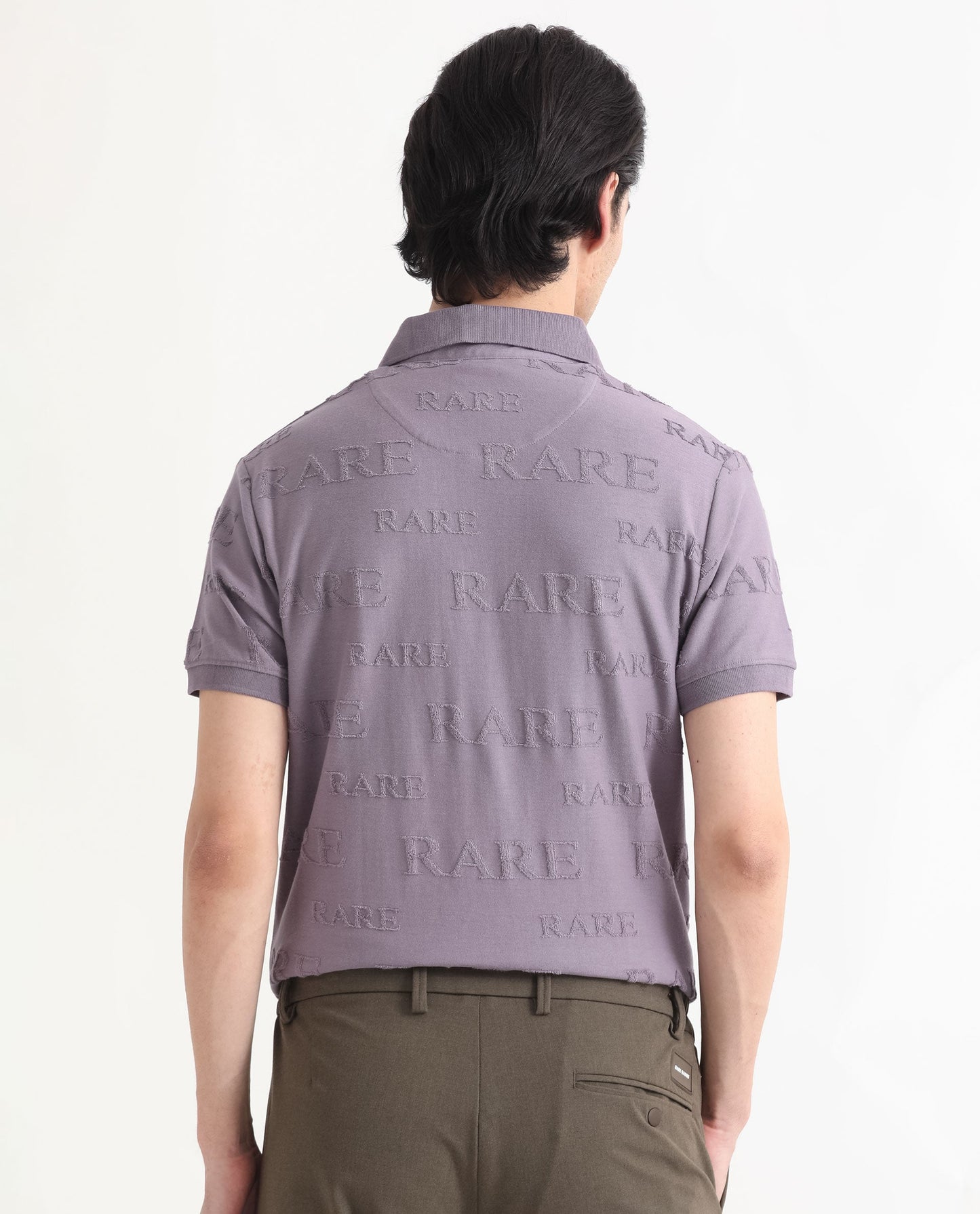 Rare Rabbit Men's Gesset-1 Purple Cotton Fabric Collared Neck Half Sleeves Statement Polo T-Shirt