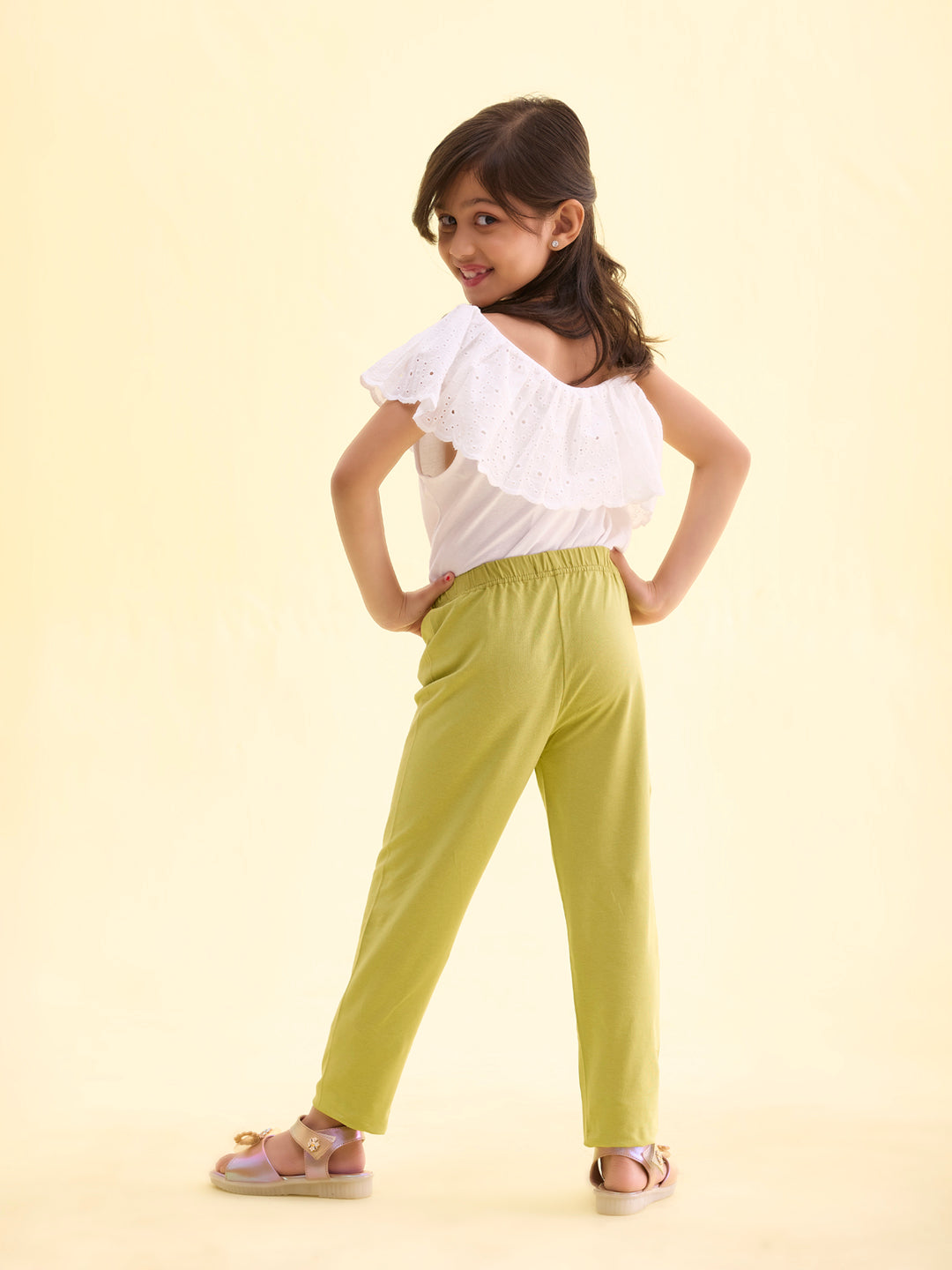 Light Pista Cotton Stretch Ankle Length Leggings