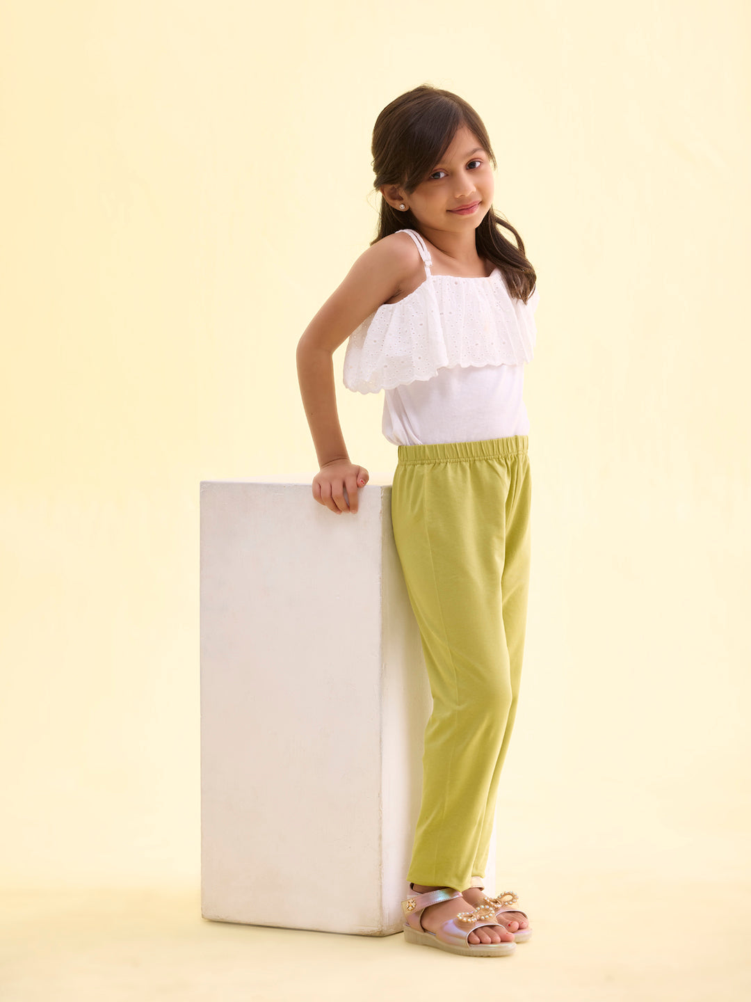 Light Pista Cotton Stretch Ankle Length Leggings