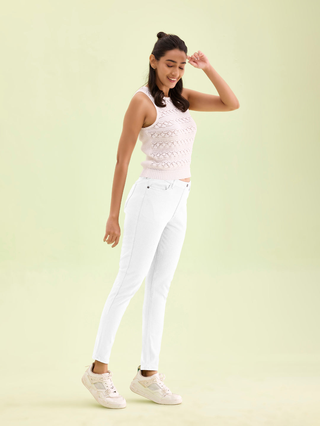 White Cotton Polyester Warm Super Stretch Jeggings