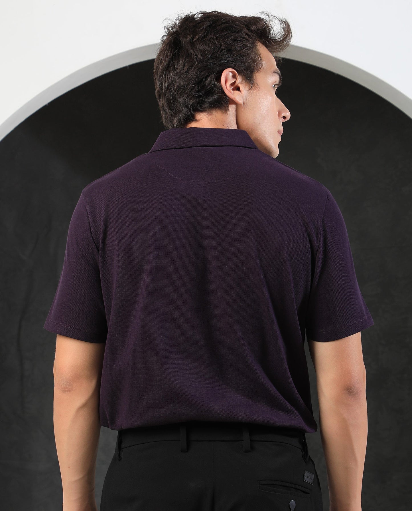 Rare Rabbit Men's Stel Maroon Cotton Fabric Collared Neck Zipper Closure Half Sleeves Flat Knit Polo T-Shirt