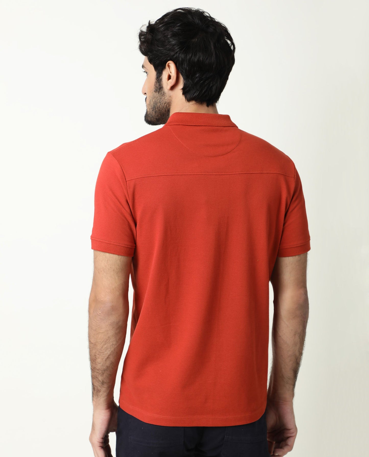 Rare Rabbit Men'S Salis Rust Polo Cotton Fabric Collared Neck Half Sleeves Button Closure Slim Fit