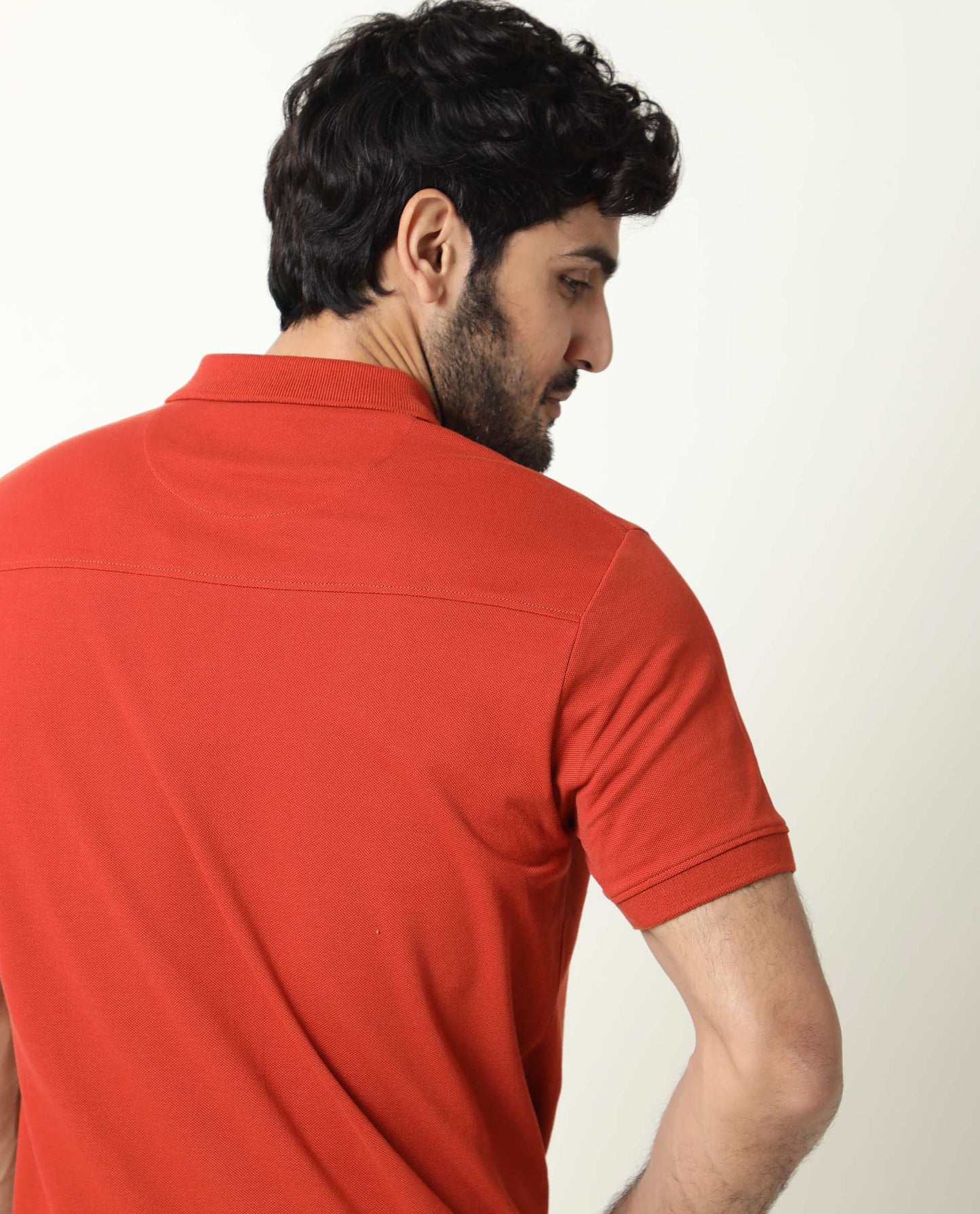 Rare Rabbit Men'S Salis Rust Polo Cotton Fabric Collared Neck Half Sleeves Button Closure Slim Fit