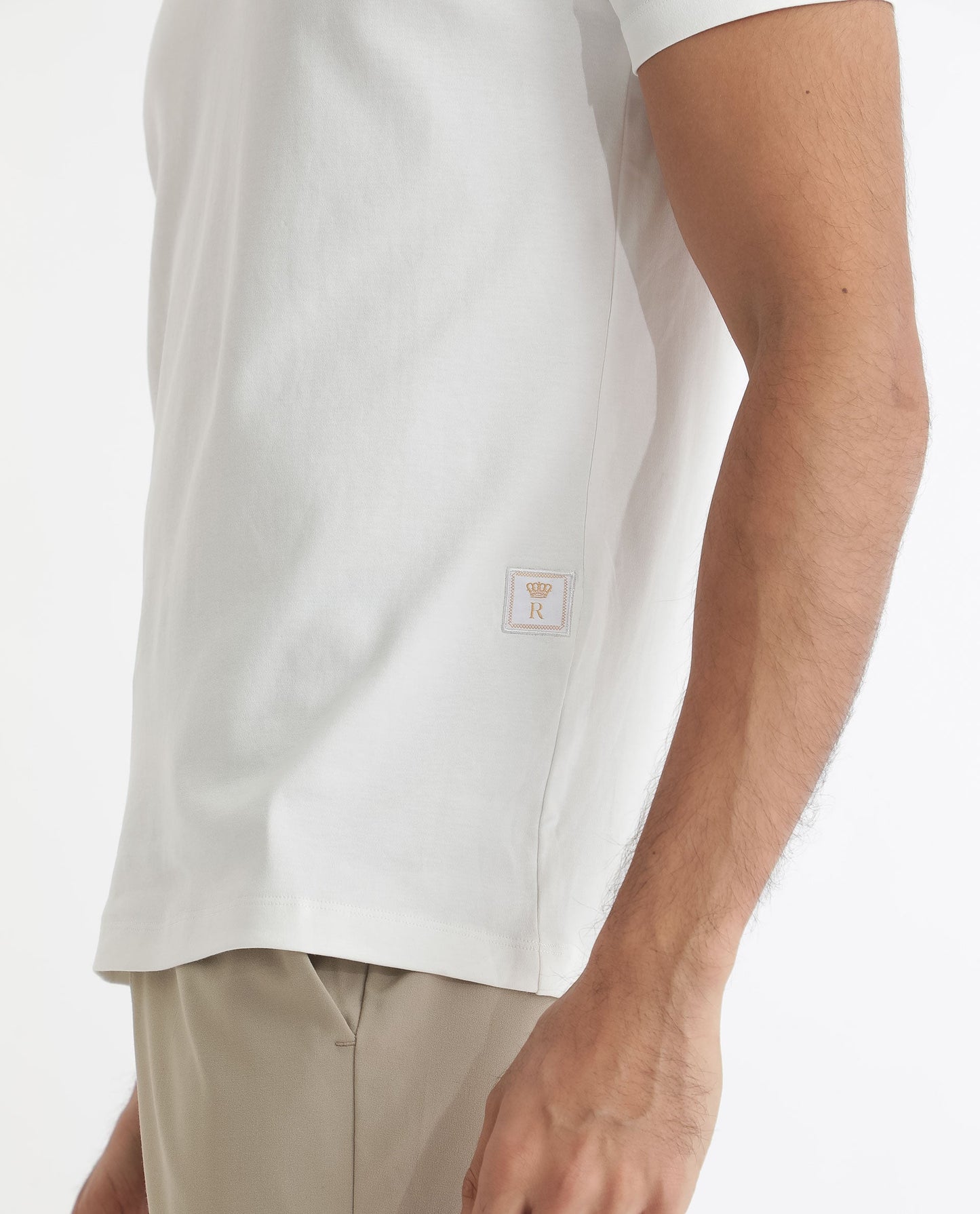 Rare Rabbit Men's Braidey White Cotton Fabric Textured Collared Neck Half Sleeves Polo T-Shirt