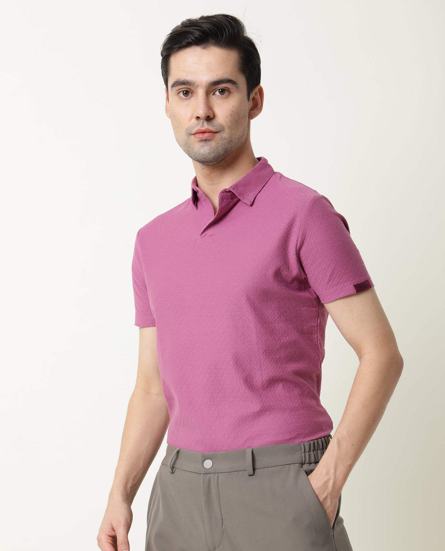 RARE RABBIT TENNA-2 LIGHT PURPLE POLO COTTON FABRIC SHORT SLEEVE POLO COLLAR SLIM FIT