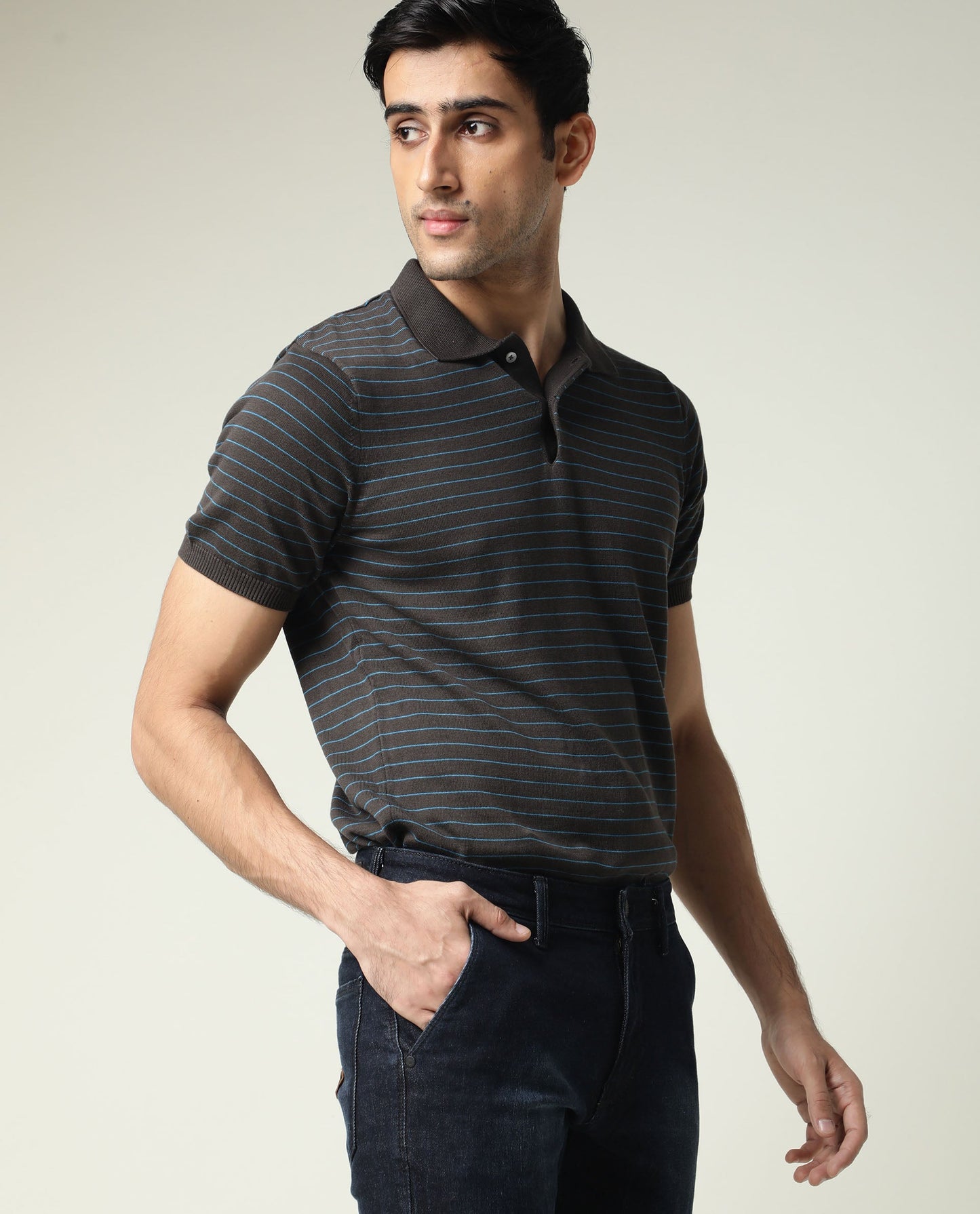 Rare Rabbit Men'S Siraz Brown Polo Cotton Fabric Short Sleeves Slim Fit