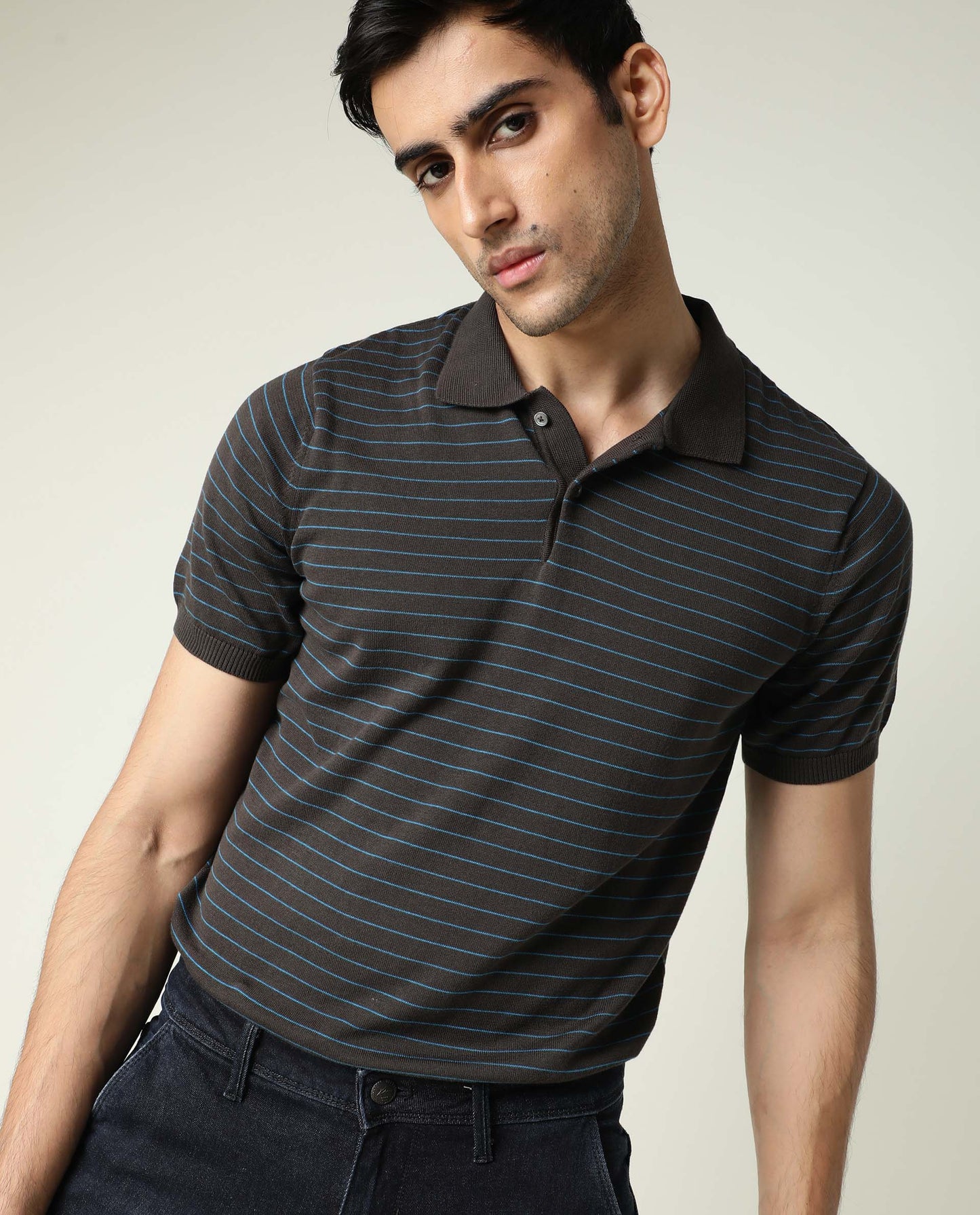 Rare Rabbit Men'S Siraz Brown Polo Cotton Fabric Short Sleeves Slim Fit