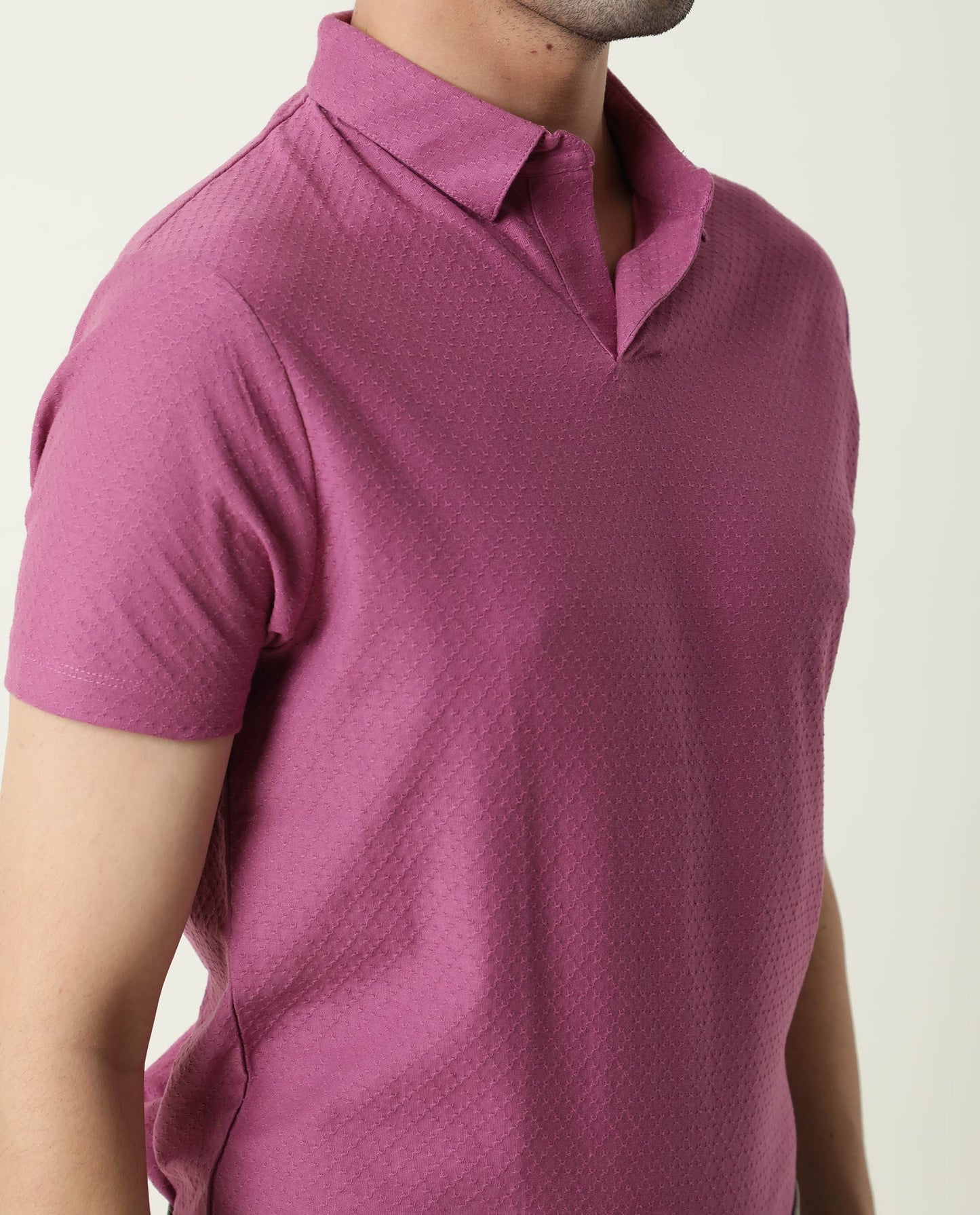 RARE RABBIT TENNA-2 LIGHT PURPLE POLO COTTON FABRIC SHORT SLEEVE POLO COLLAR SLIM FIT