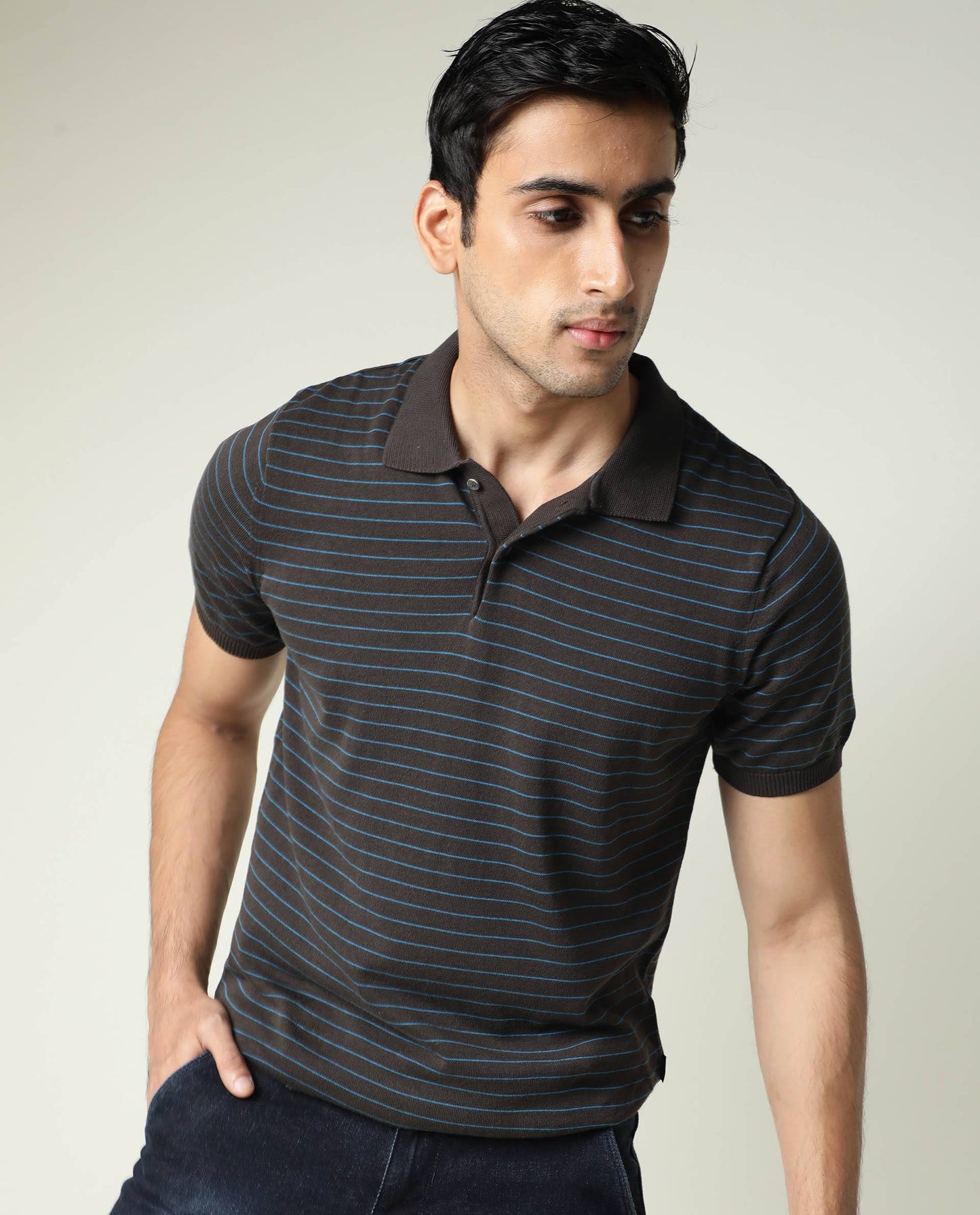 Rare Rabbit Men'S Siraz Brown Polo Cotton Fabric Short Sleeves Slim Fit