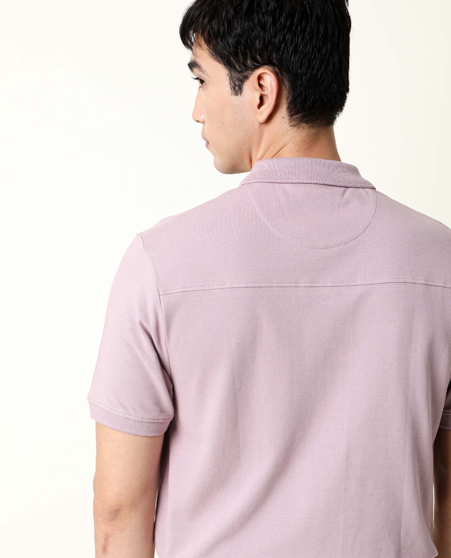 Rare Rabbit Men's Salis Pink Cotton Fabric Collared Neck Half Sleeves Button Closure Slim Fit Polo T-Shirt