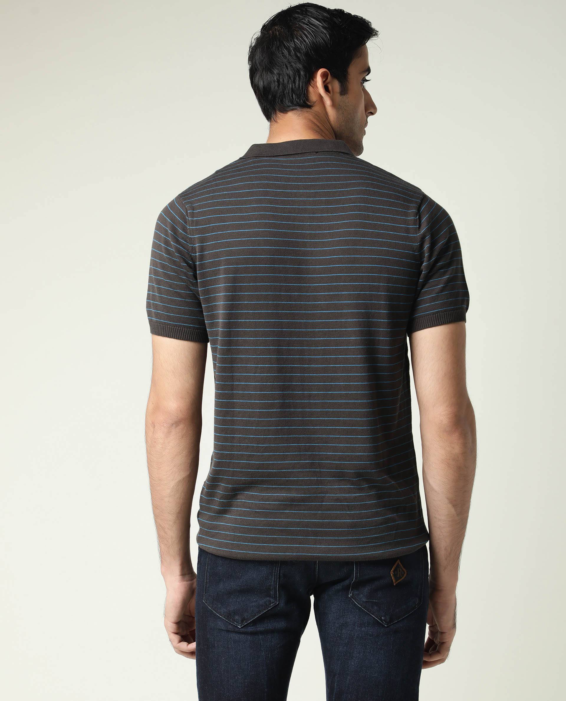 Rare Rabbit Men'S Siraz Brown Polo Cotton Fabric Short Sleeves Slim Fit