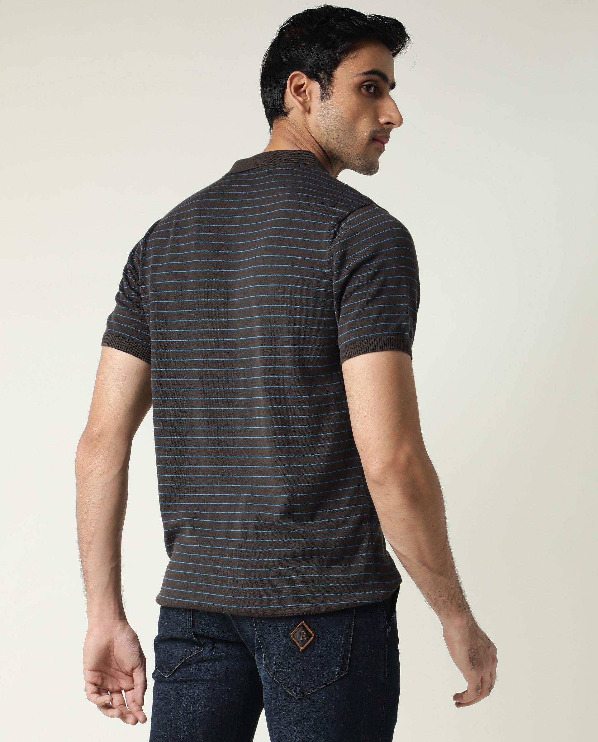 Rare Rabbit Men'S Siraz Brown Polo Cotton Fabric Short Sleeves Slim Fit