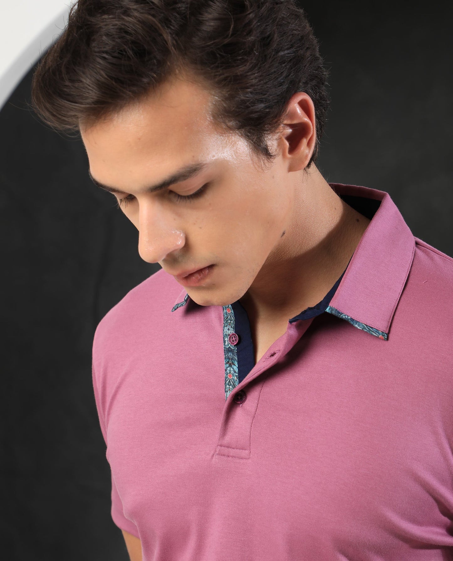 Rare Rabbit Tap Pastel Purple Polo Cotton Fabric Short Sleeve Polo Collar Slim Fit