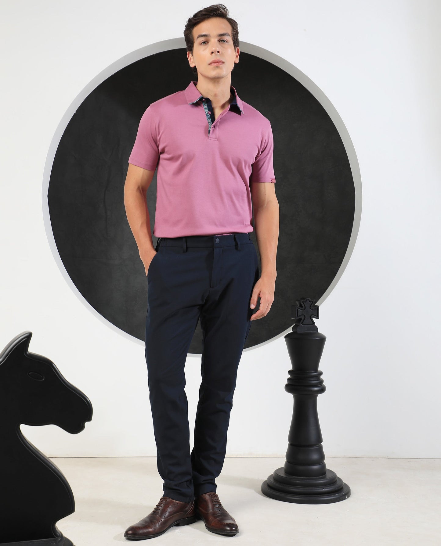 Rare Rabbit Tap Pastel Purple Polo Cotton Fabric Short Sleeve Polo Collar Slim Fit