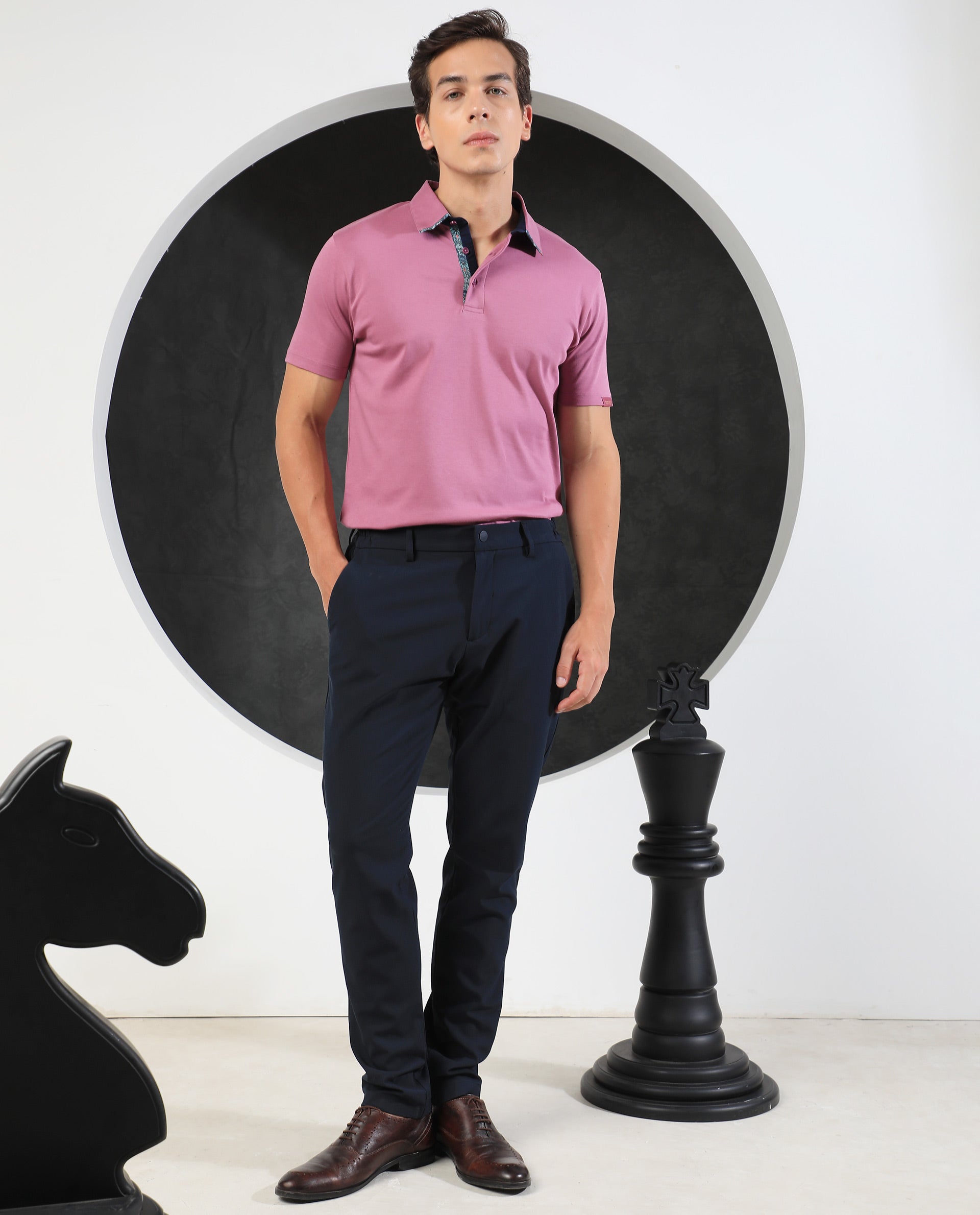 Rare Rabbit Tap Pastel Purple Polo Cotton Fabric Short Sleeve Polo Collar Slim Fit