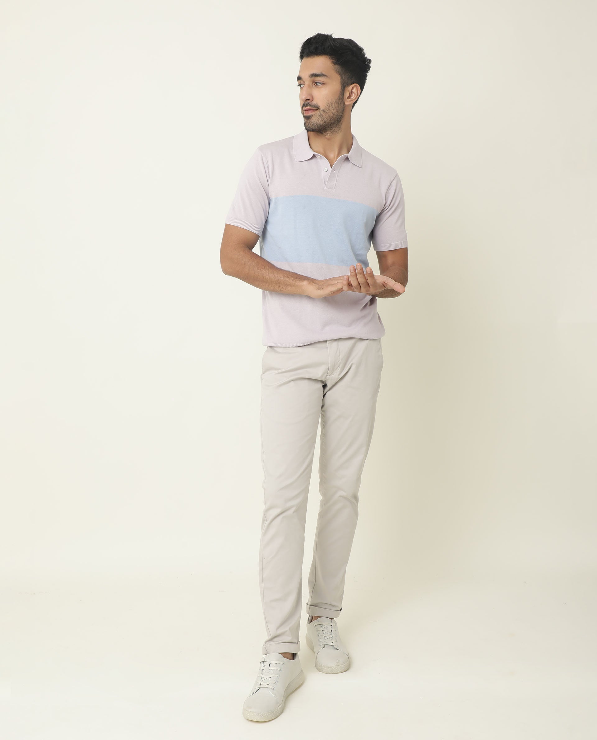 RARE RABBIT MENS ORIGIN PURPLE POLO COTTON FABRIC SLIM FIT COLLAR COLLAR Half Sleeve