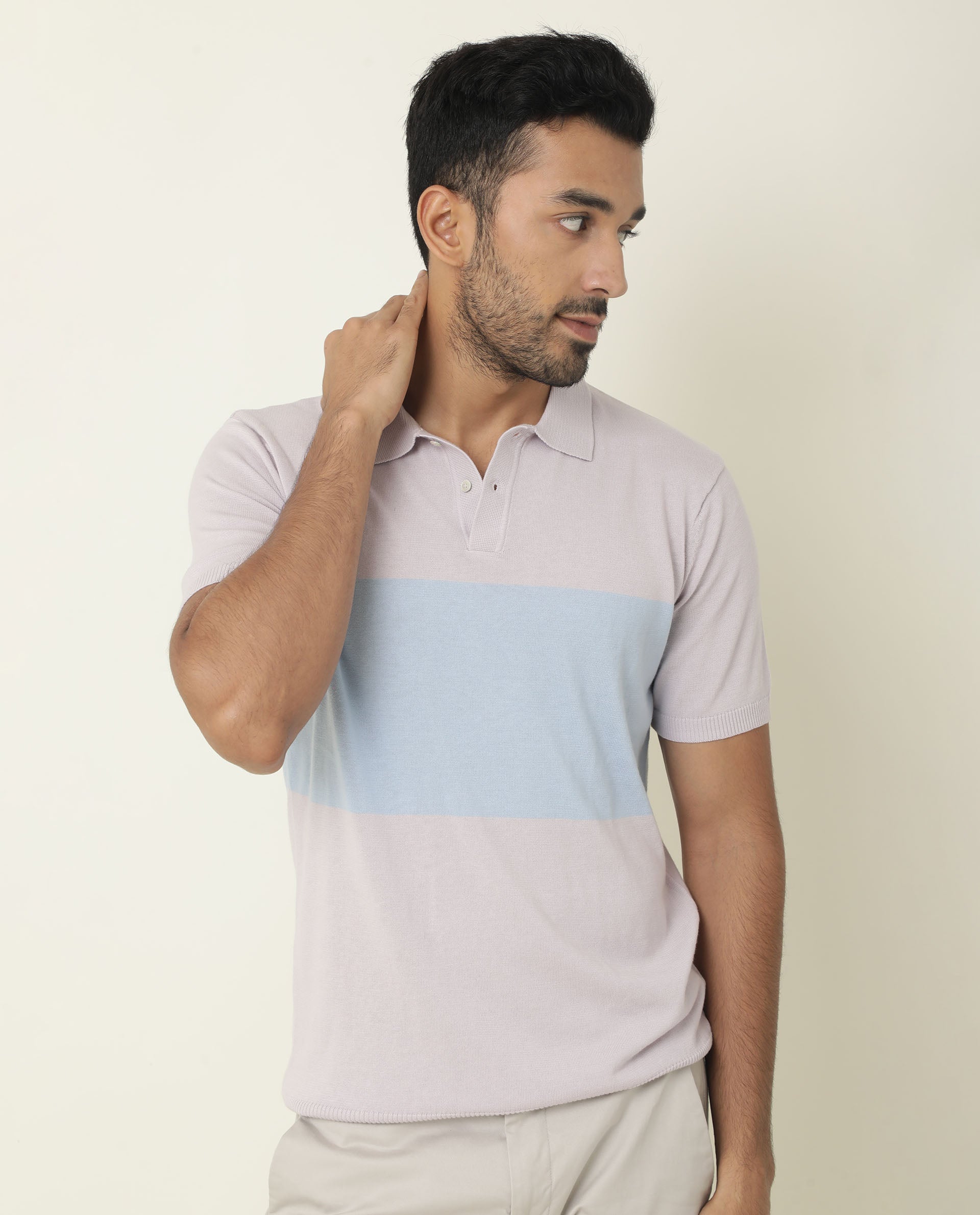 RARE RABBIT MENS ORIGIN PURPLE POLO COTTON FABRIC SLIM FIT COLLAR COLLAR Half Sleeve