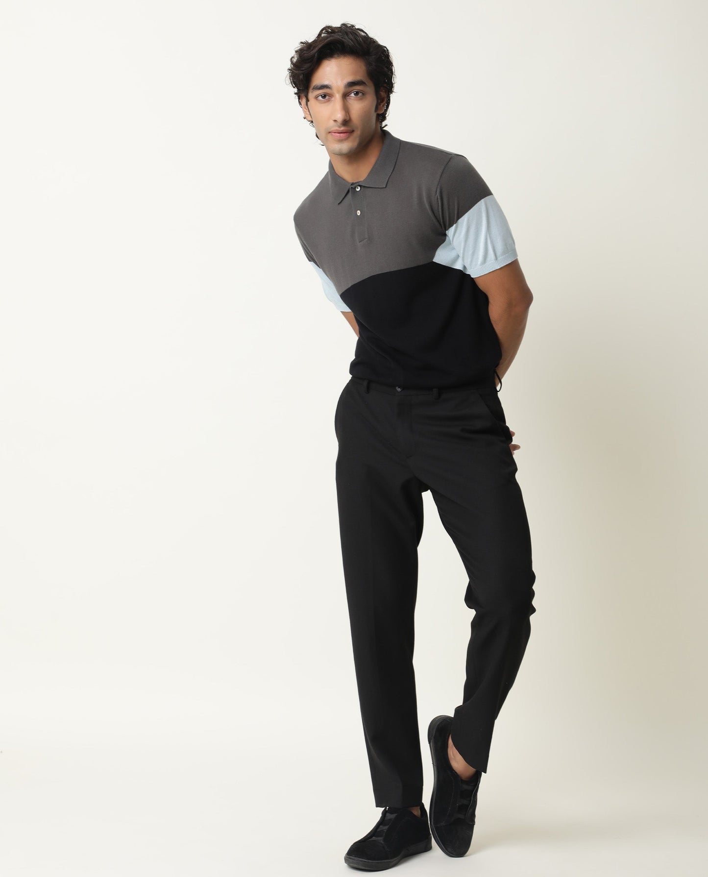 RARE RABBIT MENS TRIBLO BLACK POLO COTTON FABRIC SLIM FIT COLLAR COLLAR Half Sleeve