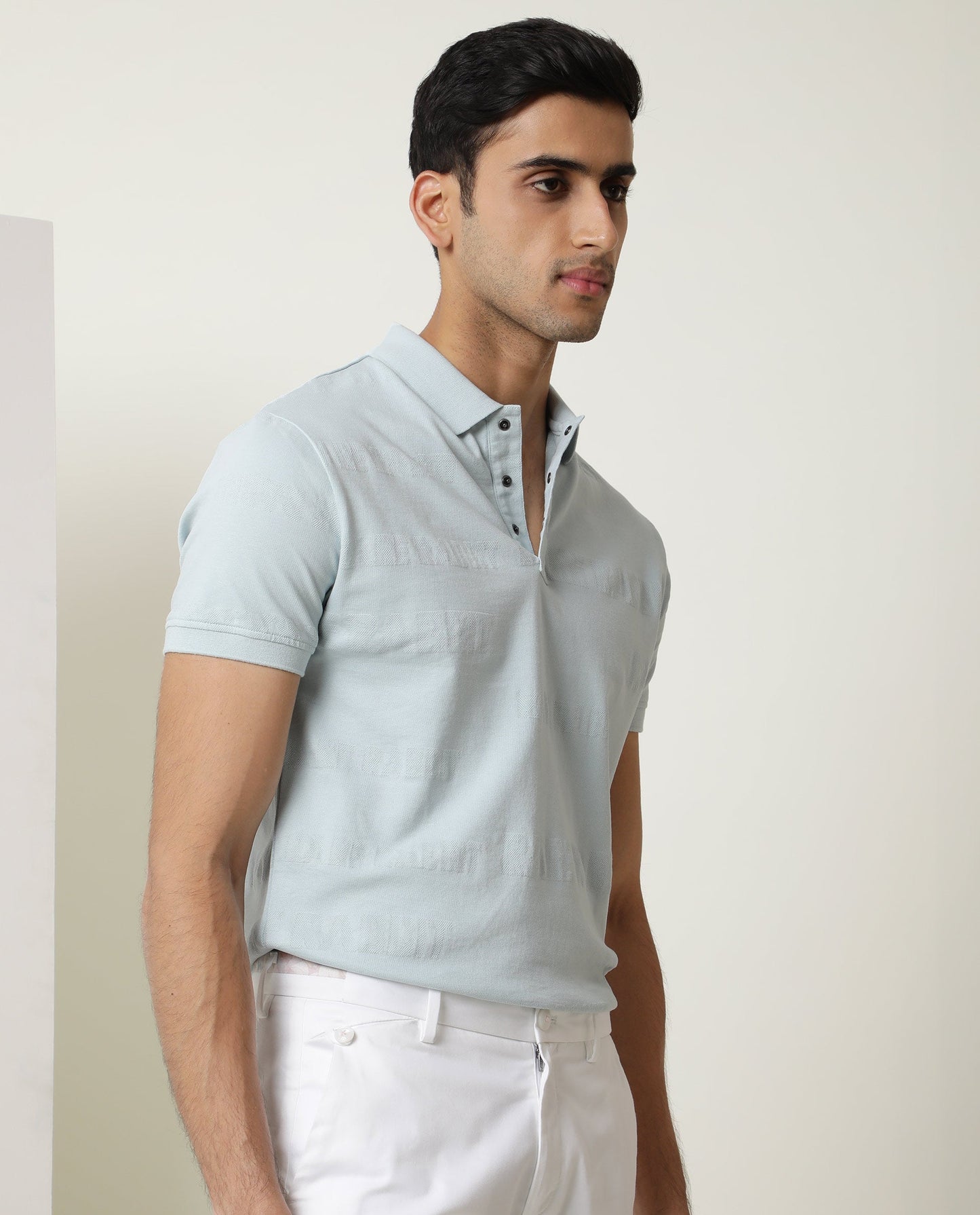 Rare Rabbit Men's Set Blue Cotton Fabric Collared Neck Half Sleeve Polo T-Shirt